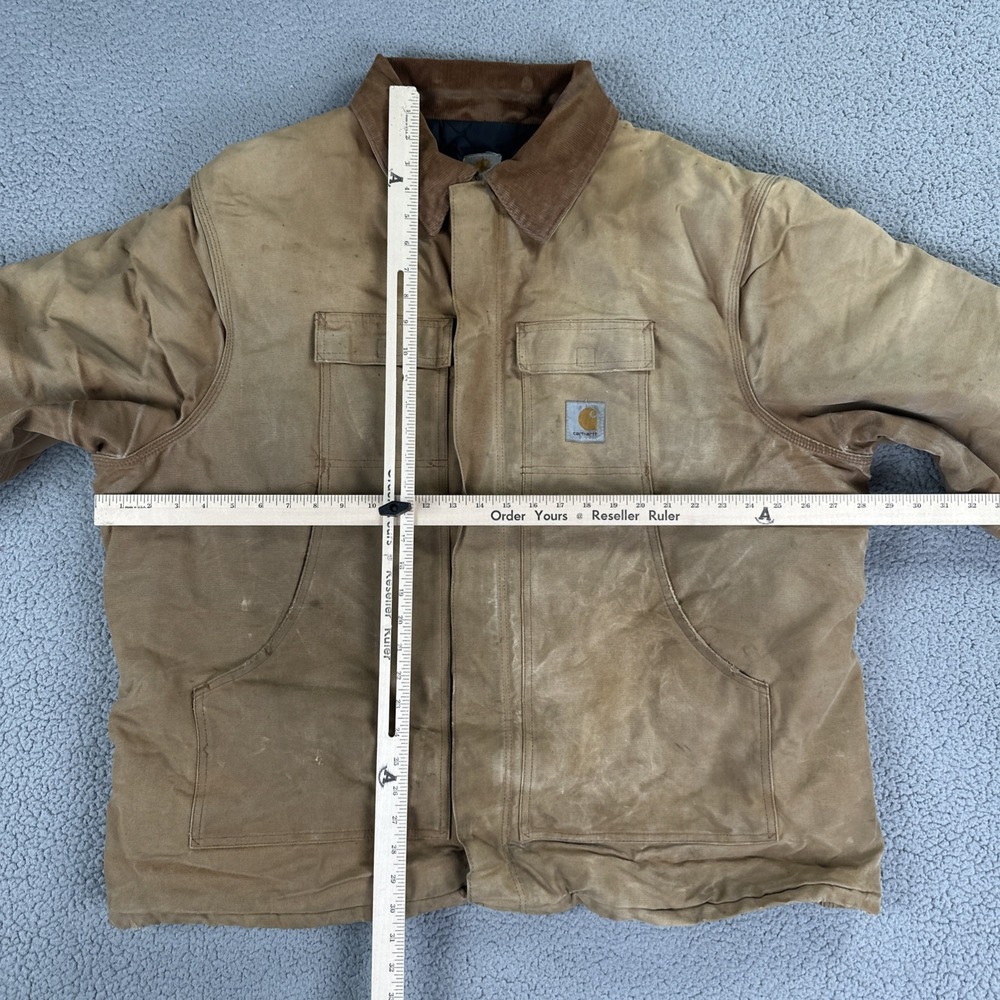 VTG Carhartt C03 BRN Chore Jacket Men 54 Distressed Brown Duck Arctic USA Made - Picture 3 of 15